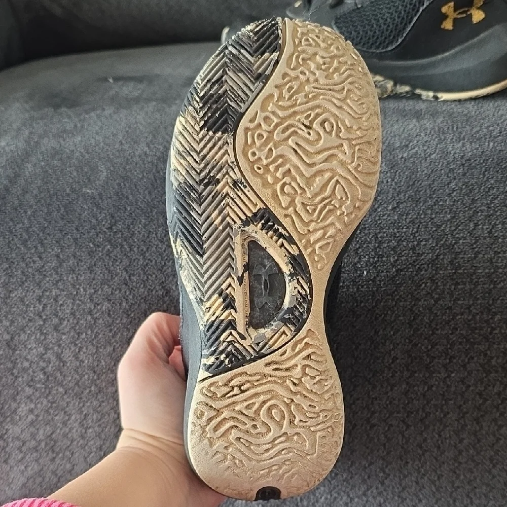 Under Armour Kids Black Sneakers with Gold Accents